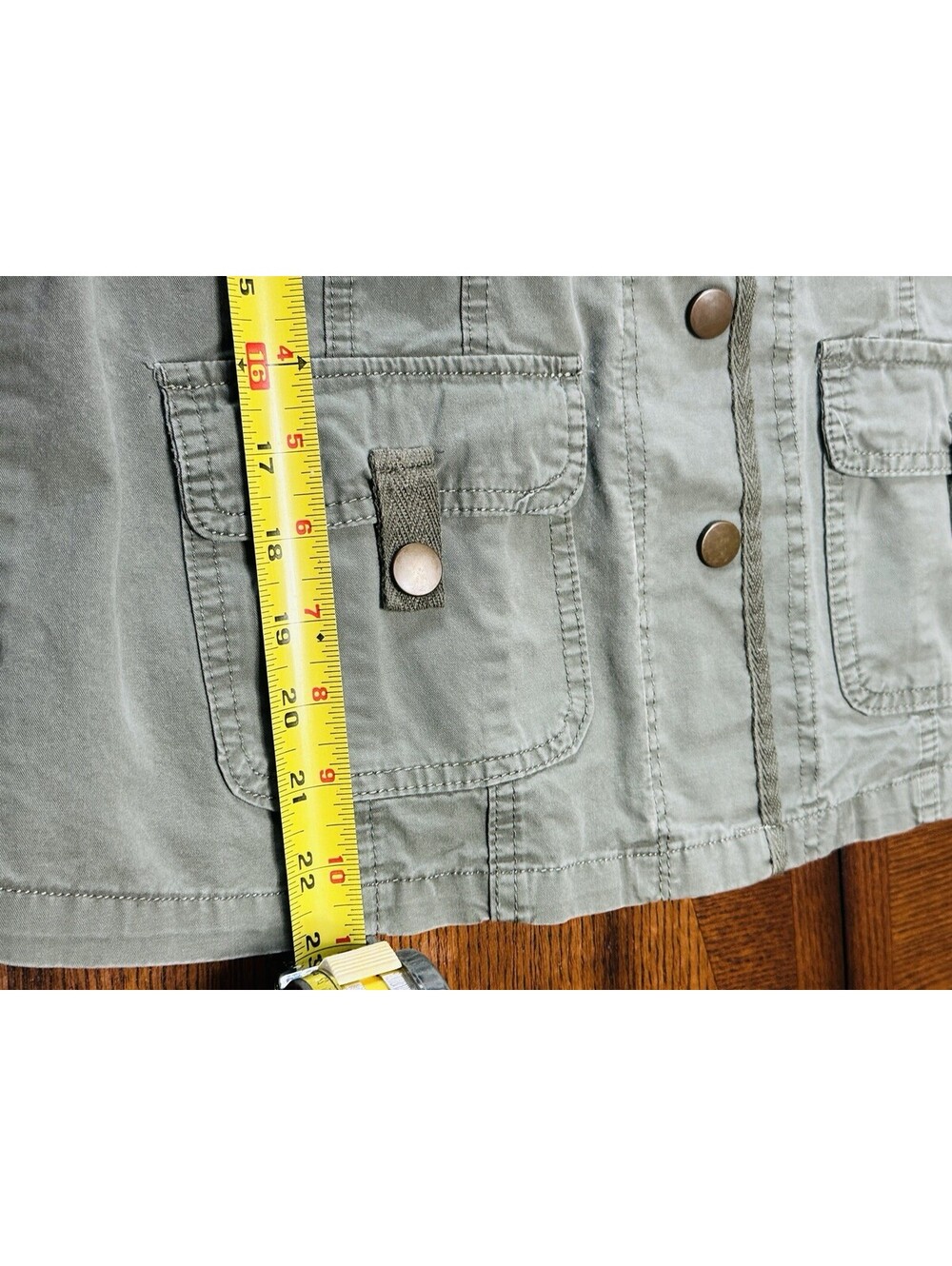 Ashly by 26 International Women's Khaki Green Cotton Utility Jacket Size M - Picture 6 of 9
